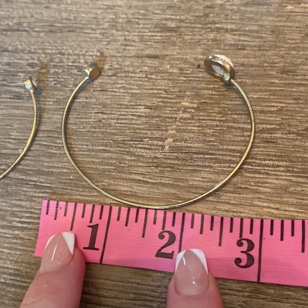 Two piece | Gold | Faux Stone | Bangle Set - Picture 10 of 11